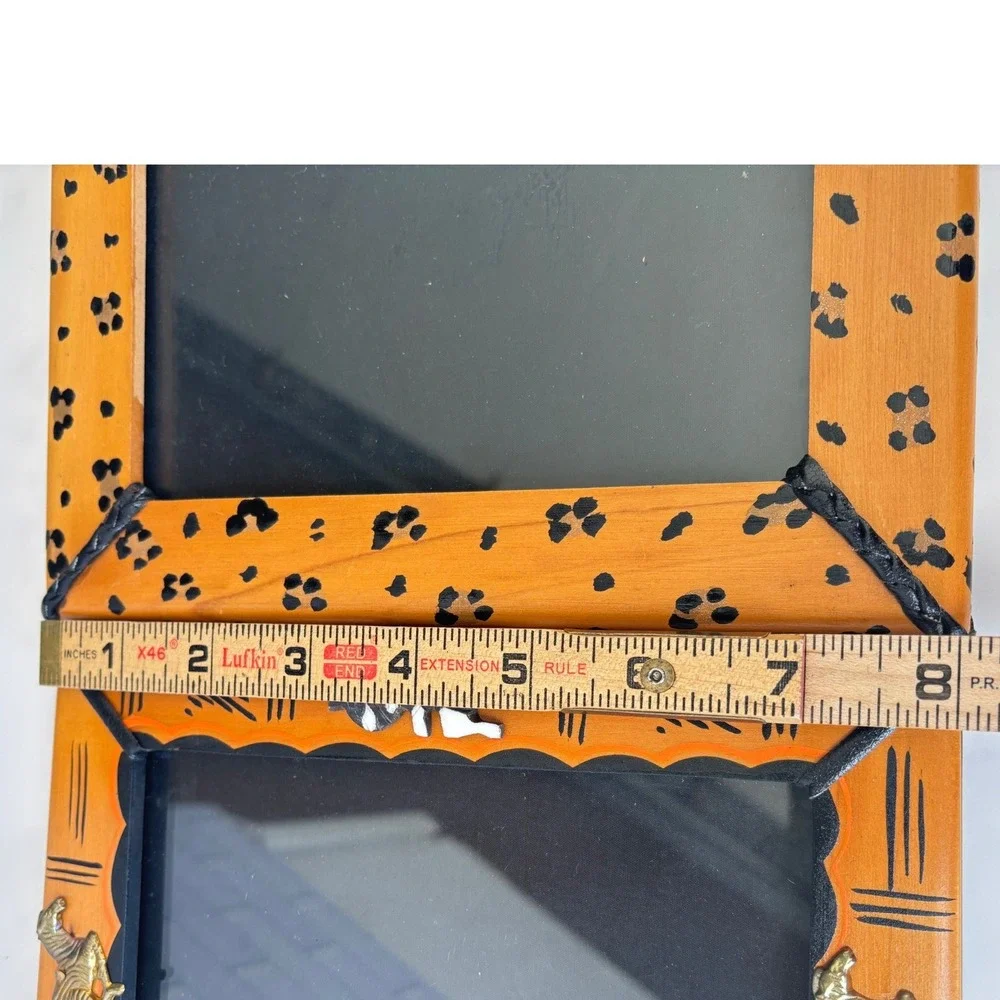 Vintage African Safari Wood Picture Frames Set of 2 Zebra‎ Leopard Tribal 4x6